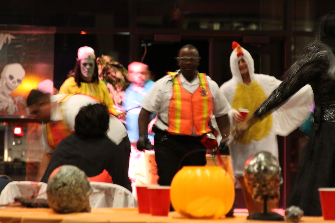 Staff and people in costume between runs at the Florence scenario, 2010